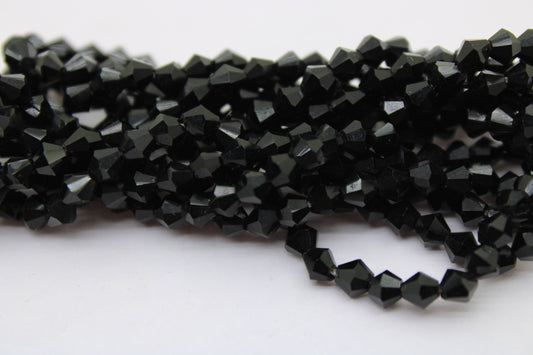 4mm Czech Crystal Bicone Beads, Embroidery Material, Jewelry supply, Jet Black