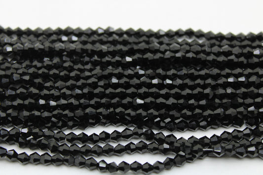 4mm Crystal Bicone Beads, Embroidery Material, Jewelry supply, Jet Black