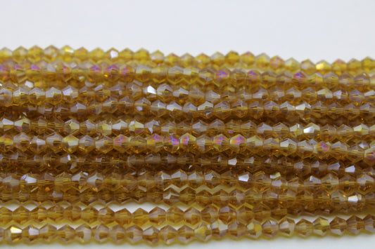 4mm Crystal Bicone Beads, Embroidery Material, Jewelry supply, Gold AB