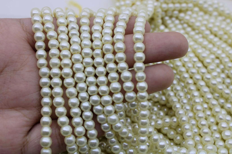 Light Gold 5mm Round Glass Pearl Beads - A Quality Supply