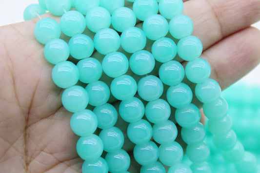 8mm Light Turquoise Glass Beads | High-Quality Beads for Embroidery and Jewelry Making