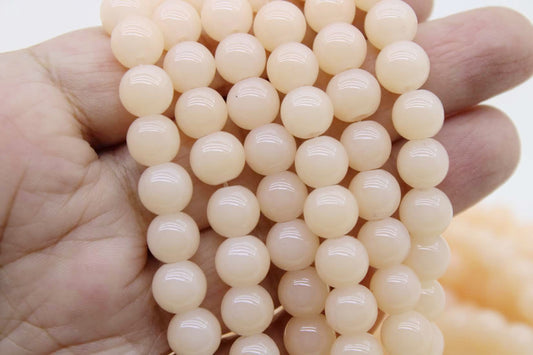 8mm Peach Glass Beads | High-Quality Beads for Embroidery and Jewelry Making