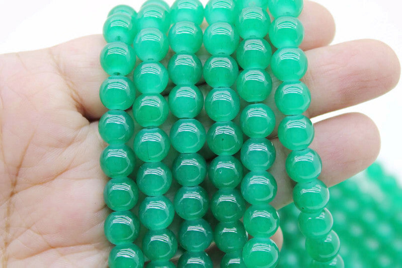 8mm Emerald Green Glass Beads | High-Quality Beads for Embroidery and Jewelry Making