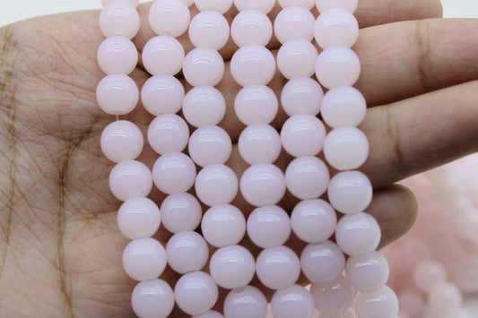 8mm Light Pink Glass Beads | High-Quality Beads for Embroidery and Jewelry Making