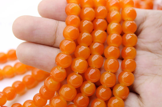 8mm Orange Glass Beads | High-Quality Beads for Embroidery and Jewelry Making