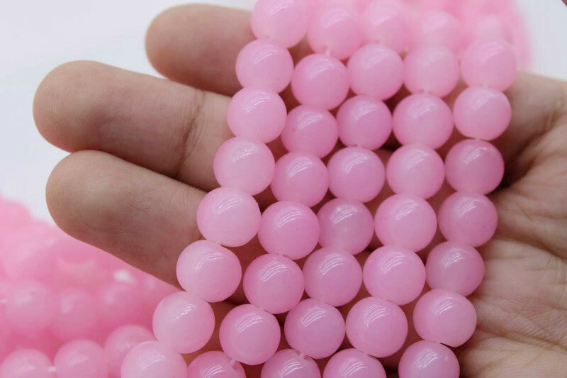 8mm Baby Pink Glass Beads | High-Quality Beads for Embroidery and Jewelry Making