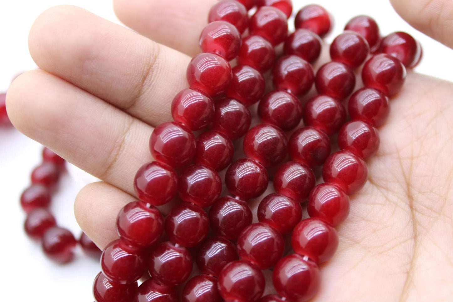 8mm Dark Maroon Glass Beads | High-Quality Beads for Embroidery and Jewelry Making