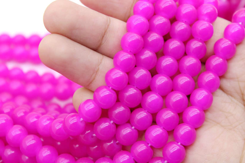 8mm Dark Pink Glass Beads | High-Quality Beads for Embroidery and Jewelry Making