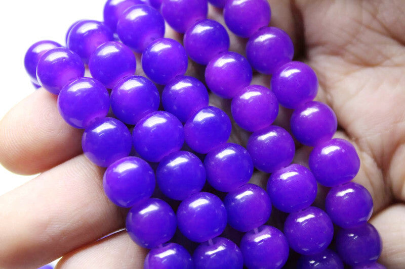 8mm Bluish Purple Glass Beads | High-Quality Beads for Embroidery and Jewelry Making