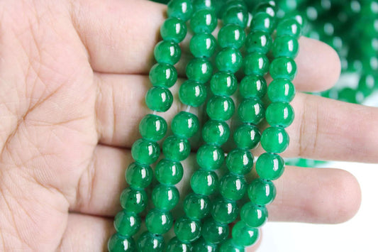 6mm Emerald Green Glass Beads | High-Quality Beads for Embroidery and Jewelry Making