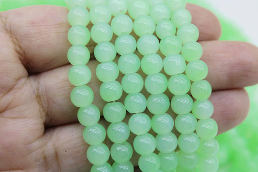 6mm Radium Green Glass Beads | High-Quality Beads for Embroidery and Jewelry Making