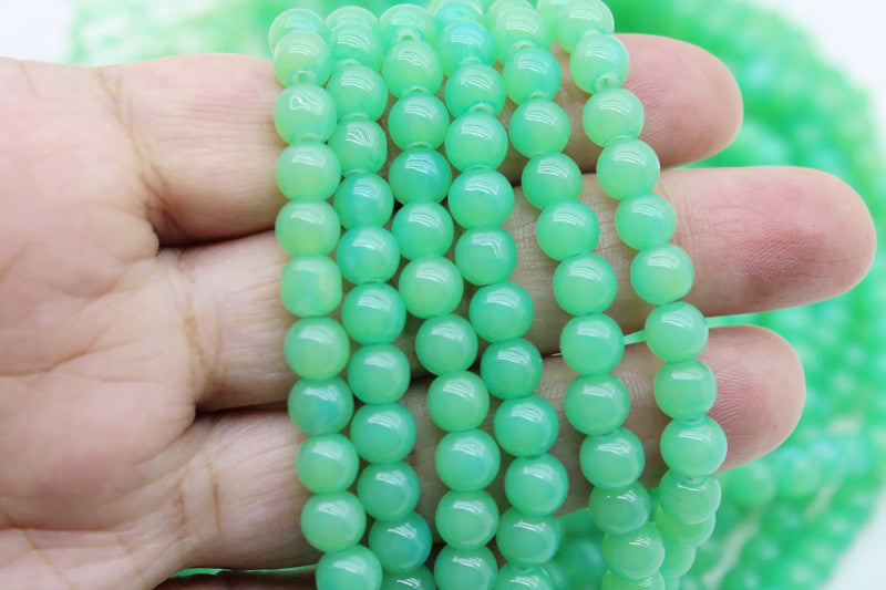 6mm Light Green Glass Beads | High-Quality Beads for Embroidery and Jewelry Making