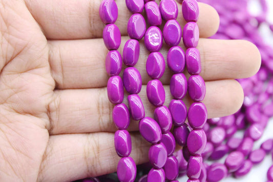 Purple Flat Oval Glass Beads, 8x6mm | Premium Beads for Jewelry Making and Embroidery, Aweza Beads