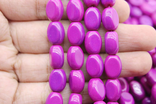 Purple Flat Oval Glass Beads, 10x8mm | Premium Beads for Jewelry Making and Embroidery, Aweza Beads