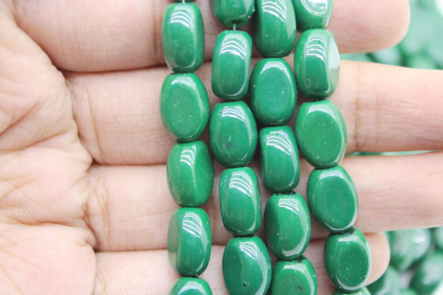 Dark Emerald Flat Oval Glass Beads, 10x8mm | Premium Beads for Jewelry Making and Embroidery, Aweza Beads