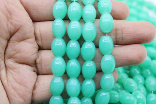 Turquoise Oval Glass Beads, 12x8mm | Premium Beads for Jewelry Making and Embroidery