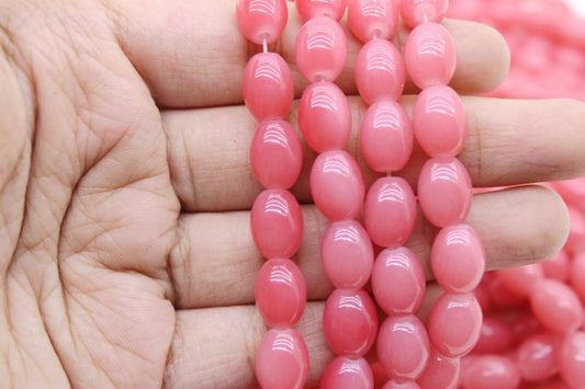 Salmon Pink Oval Glass Beads, 12x8mm | Premium Beads for Jewelry Making and Embroidery