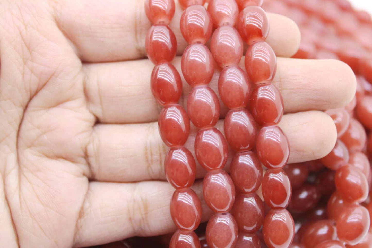 Garnet Oval Glass Beads, 12x8mm | Premium Beads for Jewelry Making and Embroidery