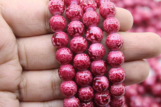 8mm Fancy Glass Beads, Pink | High-Quality Beads for Embroidery and Jewelry Making