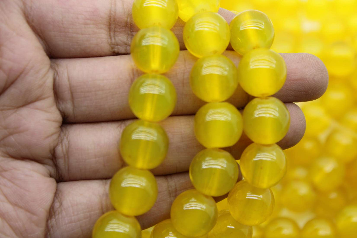 12mm Jelly Glass Beads, Yellow | High-Quality Beads for Embroidery and Jewelry Making