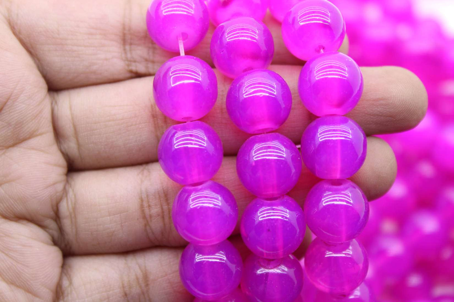 12mm Jelly Glass Beads, Pink | High-Quality Beads for Embroidery and Jewelry Making