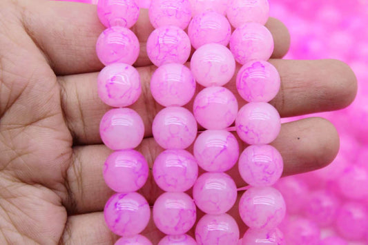 10mm Double Tone Painted Glass Beads, Light Pink | High-Quality Beads for Embroidery and Jewelry Making