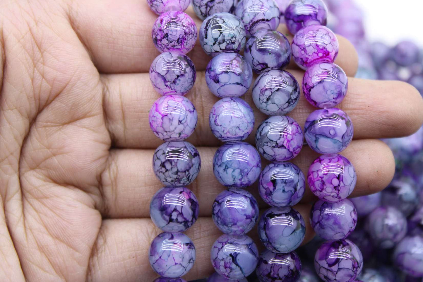 10mm Double Tone Painted Glass Beads, Purple and Gray | High-Quality Beads for Embroidery and Jewelry Making