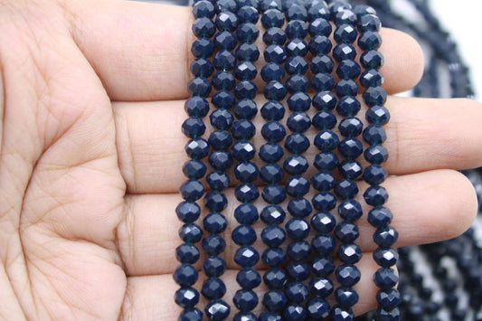 4mm Czech Rondelle Crystal Beads, Sapphire Blue, 1 Strand, Superior quality beads, jewelry supply.