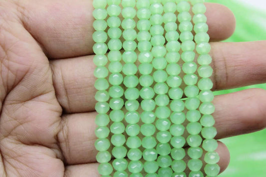 4mm Czech Rondelle Crystal Beads, onyx Green, 1 Strand, Superior quality beads, jewelry supply.