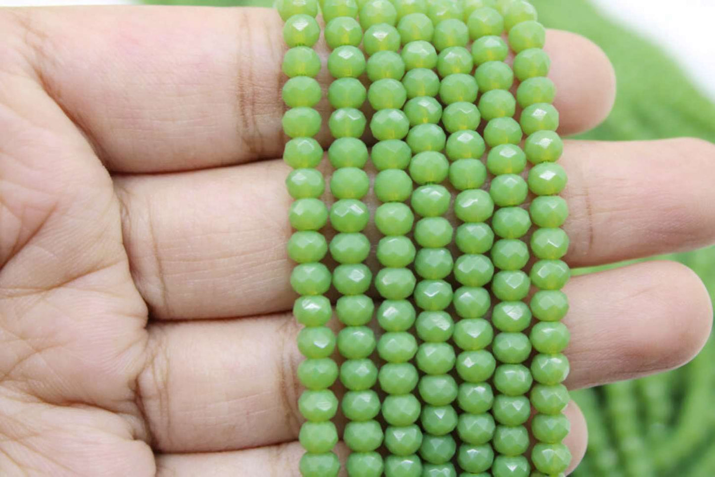 4mm Czech Rondelle Crystal Beads, olive Green, 1 Strand, Superior quality beads, jewelry supply.