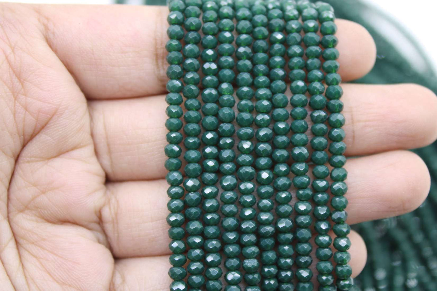 3mm Czech Rondelle Crystal Beads, Dark Emerald opaque, 1 Strand, Superior quality beads, jewelry supply.