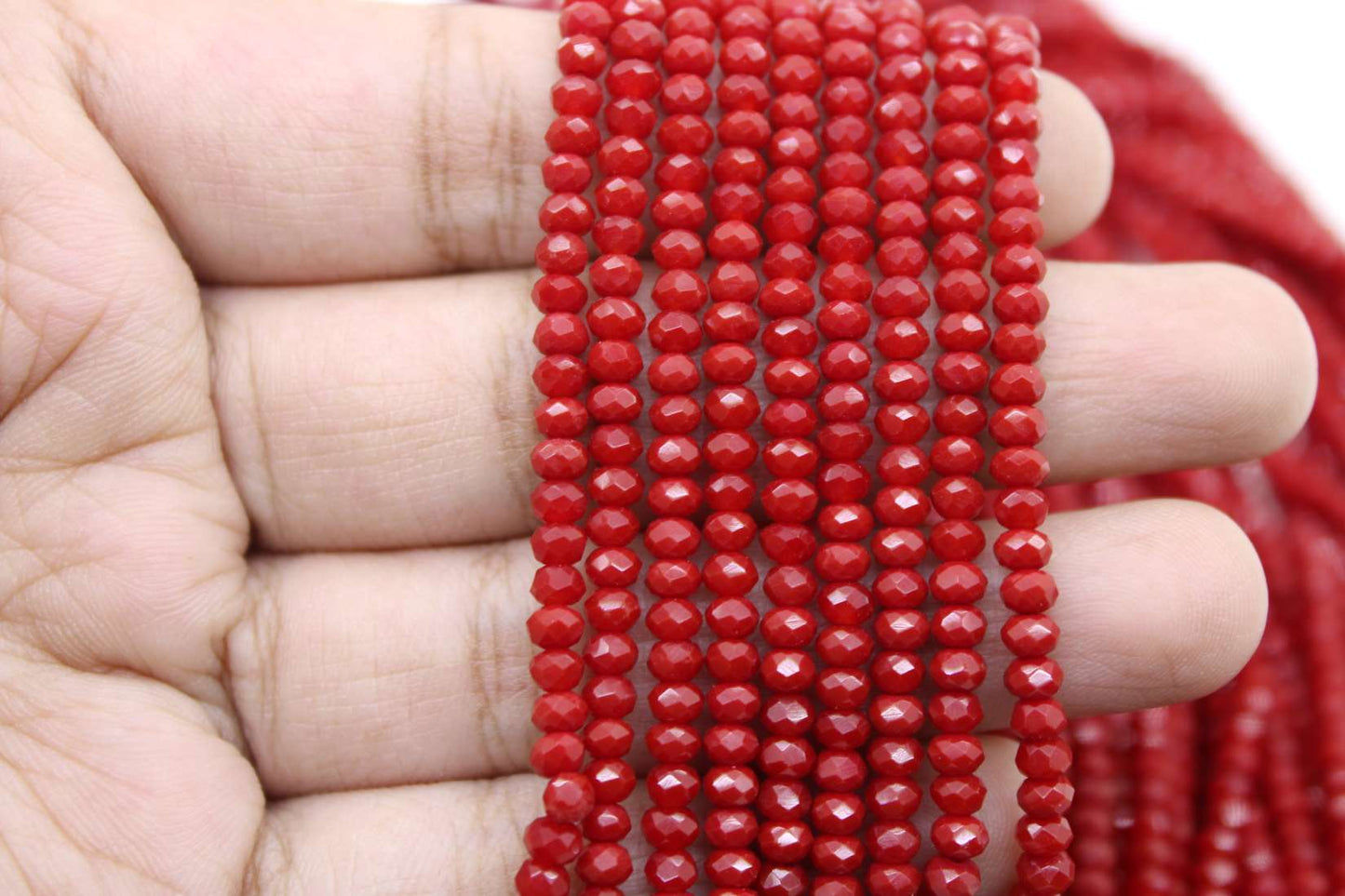 3mm Czech Rondelle Crystal Beads, Red opaque, 1 Strand, Superior quality beads, jewelry supply.