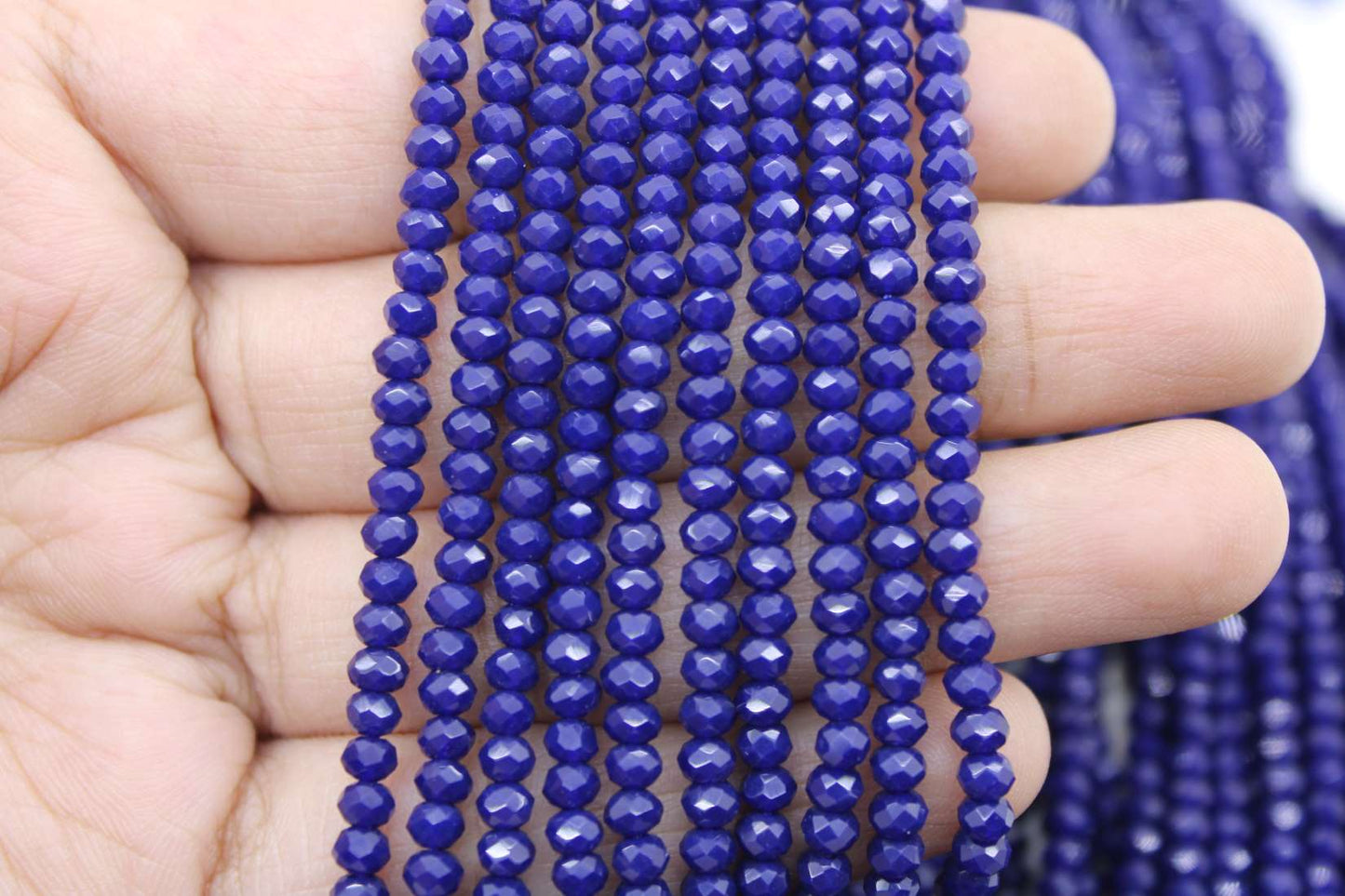 3mm Czech Rondelle Crystal Beads, Cobalt Blue opaque, 1 Strand, Superior quality beads, jewelry supply.