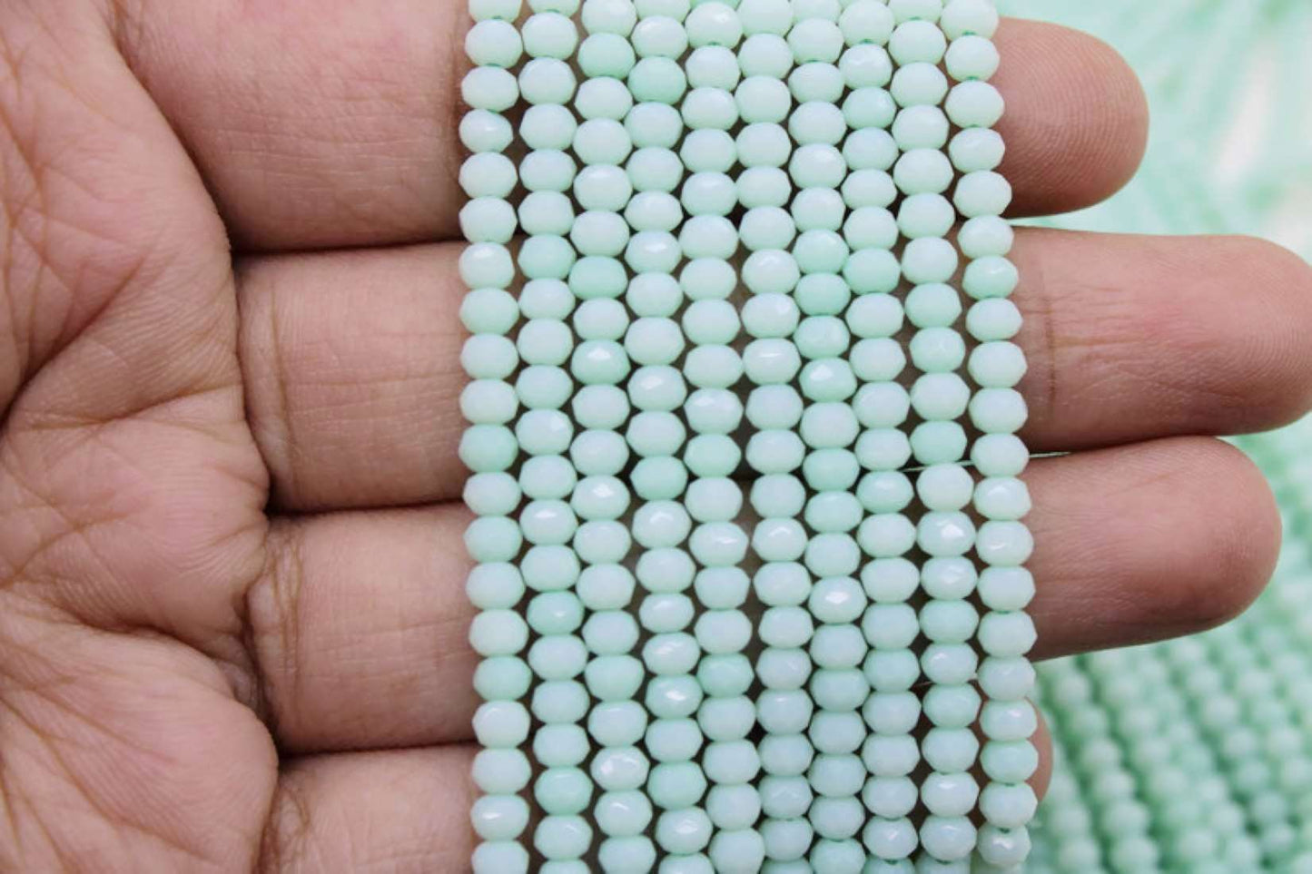 3mm Czech Rondelle Crystal Beads, Baby Blue Opaque, 1 Strand, Superior quality beads, jewelry supply