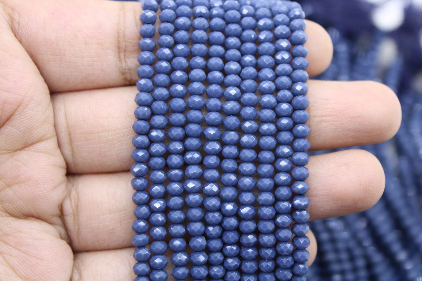 3mm Czech Rondelle Crystal Beads, Slate Blue opaque, 1 Strand, Superior quality beads, jewelry supply.