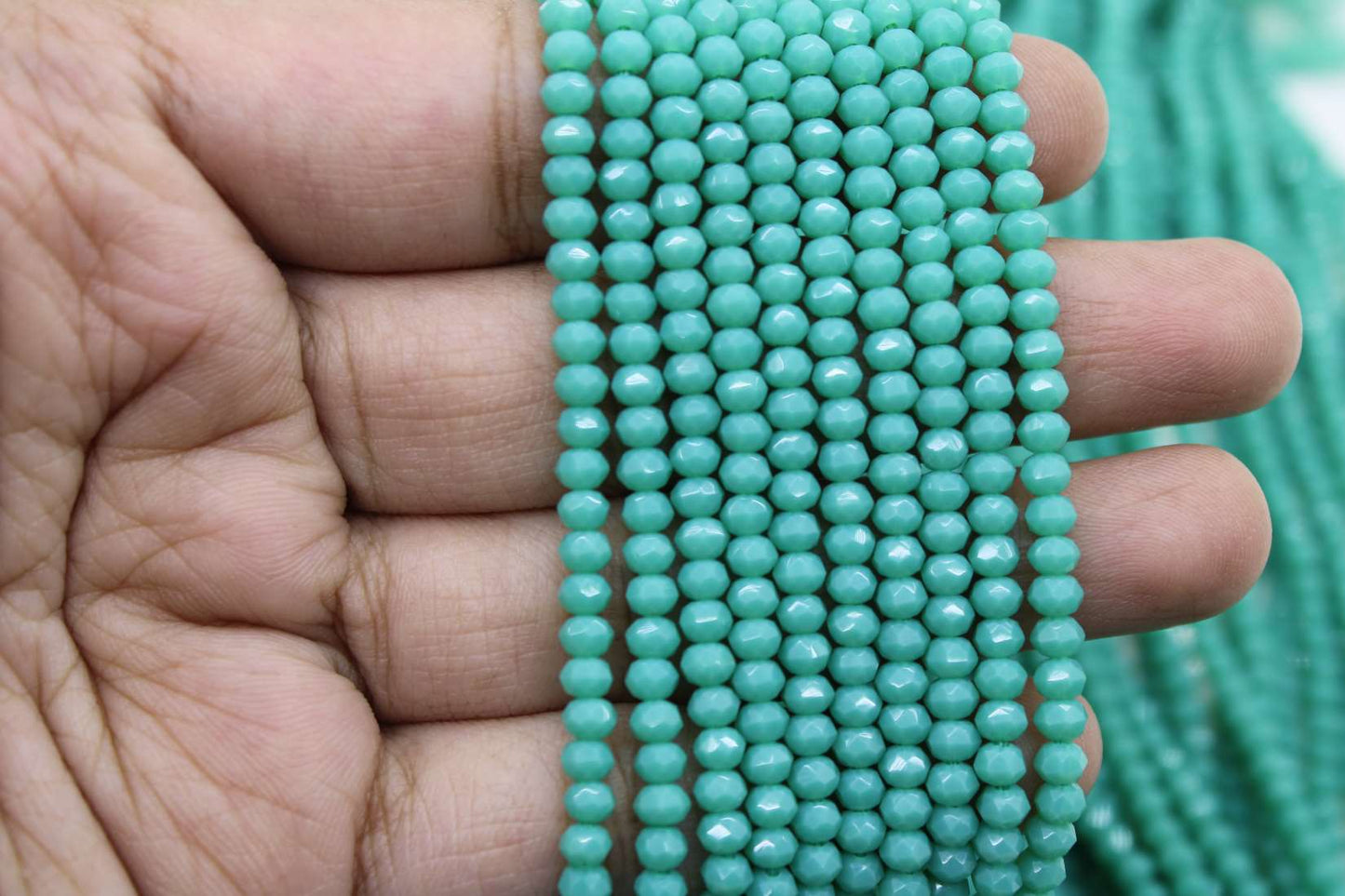 3mm Czech Rondelle Crystal Beads, Turquoise opaque, 1 Strand, Superior quality beads, jewelry supply.