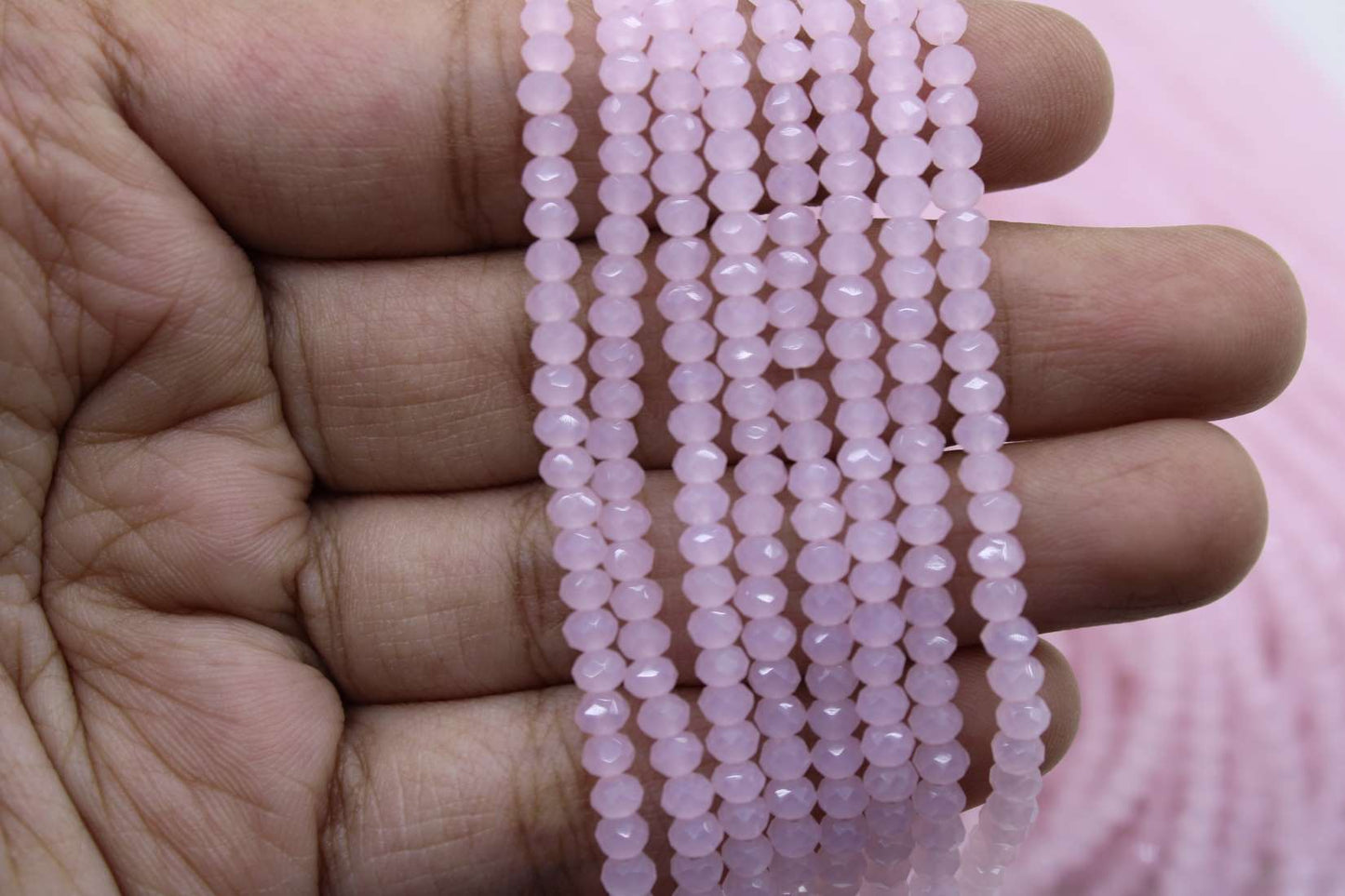 3mm Czech Rondelle Crystal Beads, Baby Pink, 1 Strand, Superior quality beads, jewelry supply.