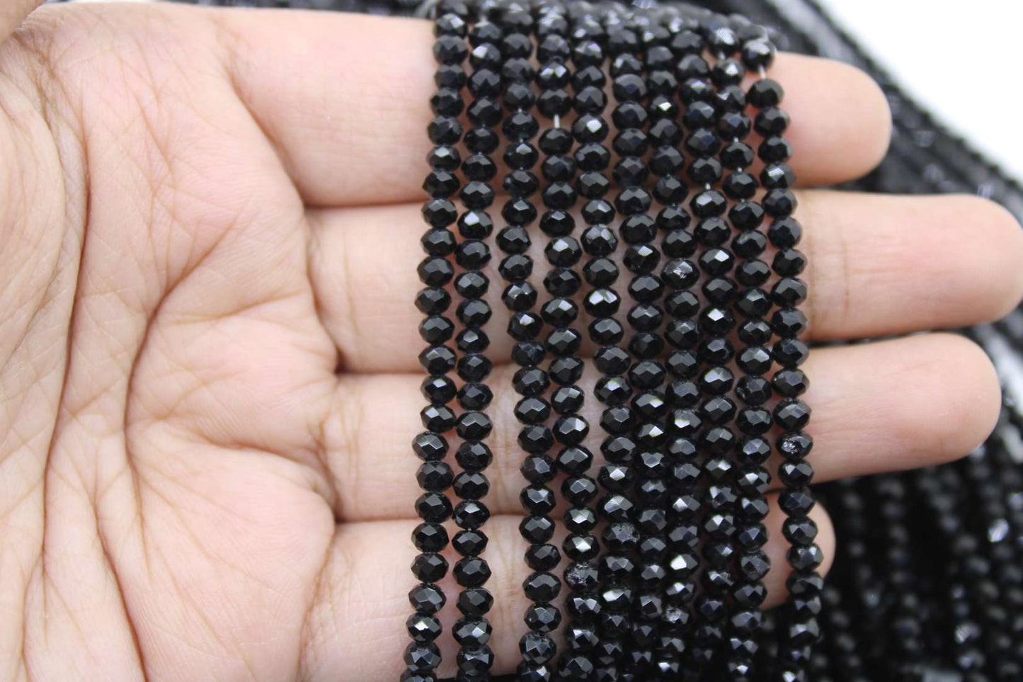 3mm Czech Rondelle Crystal Beads, Jet Black, 1 Strand, Superior quality beads, jewelry supply.