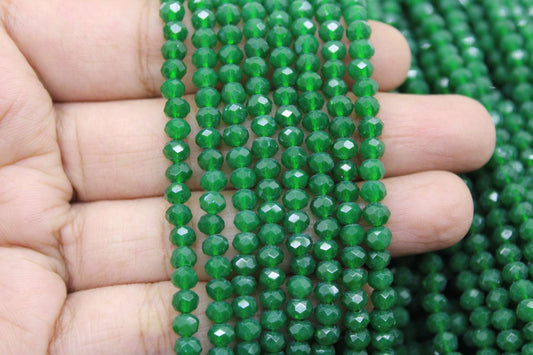 4mm Czech Rondelle Crystal Beads, Light Emerald, 1 Strand, Superior quality beads, jewelry supply.