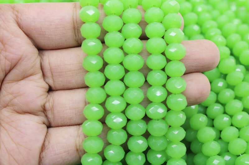 8mm Czech Rondelle Crystal Beads, Dark Onyx Green, 1 String, Superior quality beads, Jewelry supply.