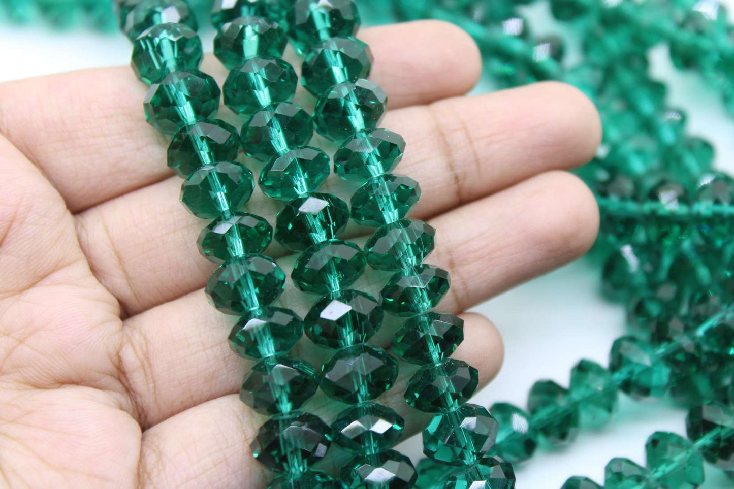 10mm Czech Rondelle Crystal Beads, Sea Green Transparent, 1 String, Superior quality beads, Jewelry supply.