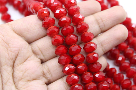 10mm Czech Rondelle Crystal Beads, Burgundy, 1 String, Superior quality beads, Jewelry supply.