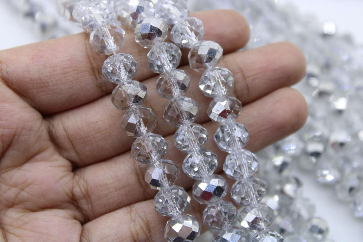 10mm Czech Rondelle Crystal Beads, Crystal Metallic, 1 String, Superior quality beads, Jewelry supply.