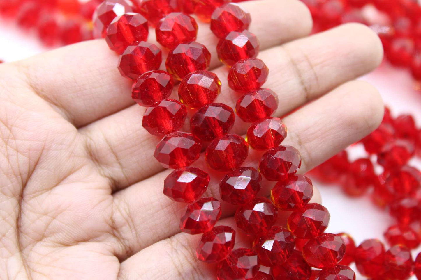 10mm Czech Rondelle Crystal Beads, Siam Red Transparent, 1 String, Superior quality beads, Jewelry supply.