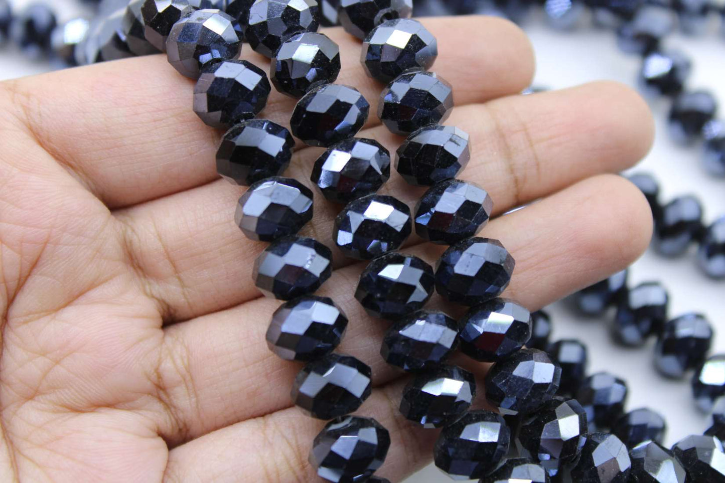 10mm Czech Rondelle Crystal Beads, Hematite Luster, 1 String, Superior quality beads, Jewelry supply.