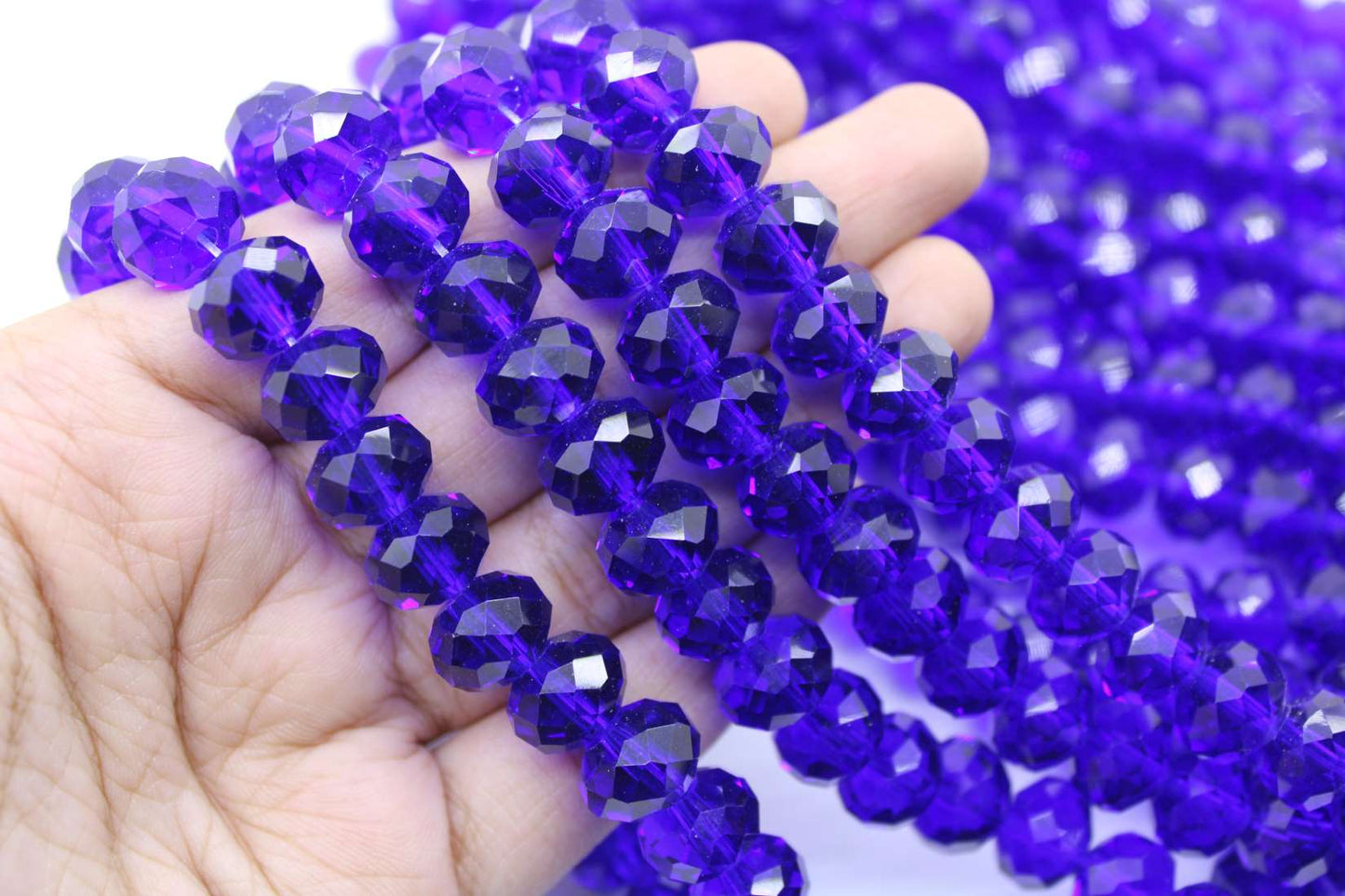 12mm Czech Rondelle Crystal Beads, Dark Blue Transparent, 1 String, Superior quality beads, Jewelry supply