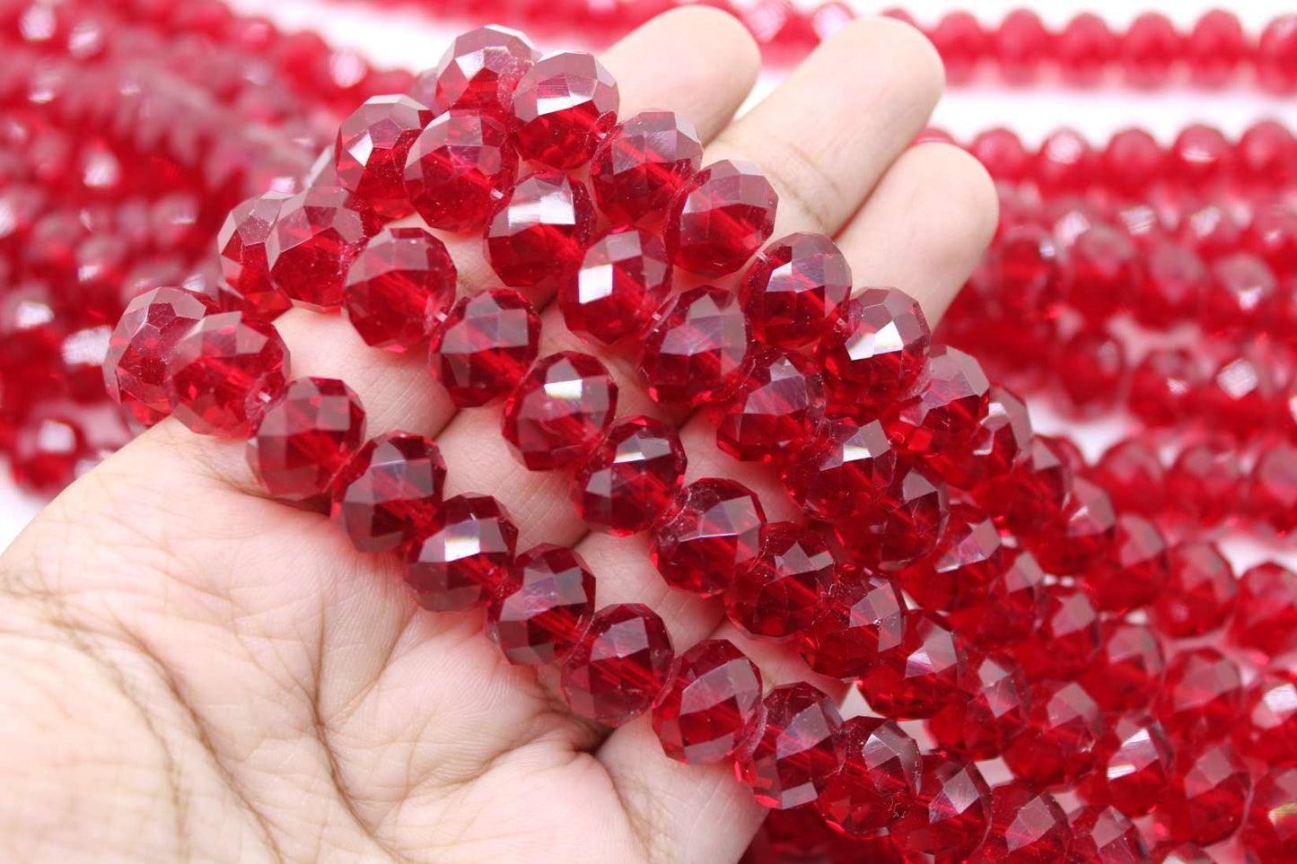 12mm Czech Rondelle Crystal Beads, Dark Red Transparent, 1 String, Superior quality beads, Jewelry supply