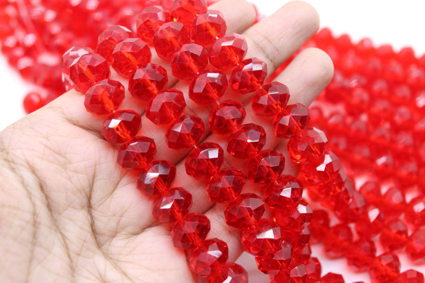 12mm Czech Rondelle Crystal Beads, Red Transparent, 1 String, Superior quality beads, Jewelry supply