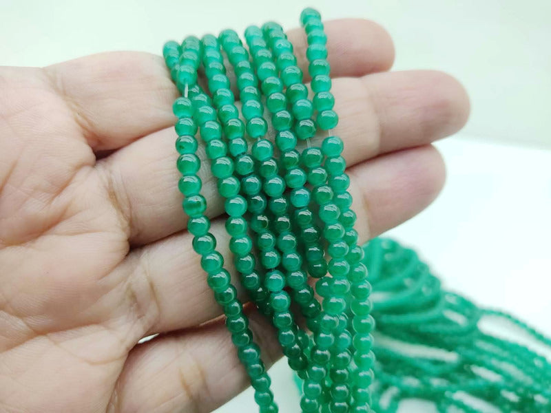 3 mm Emerald Green Glass Beads | High-Quality Beads for Embroidery and Jewelry Making