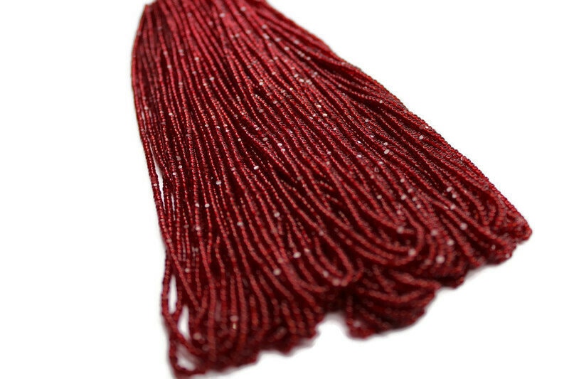 11/0 Charlotte true Cut Beads Transparent D. Red (2 Perfect Facets) 10/20/50/250/500 Grams. Embroidery Material, Jewelry Supply, Premium True Cuts, 90120